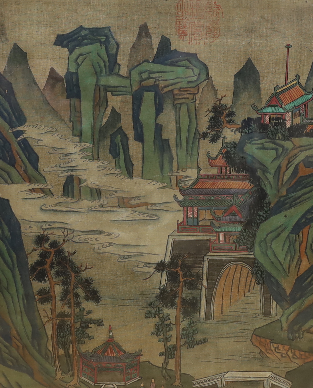 Late 19th century Chinese school, a set of four watercolour landscape paintings on silk, 31 x 25cm